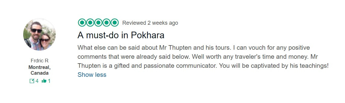 A must-do In Pokhara, review from Trip Advisor