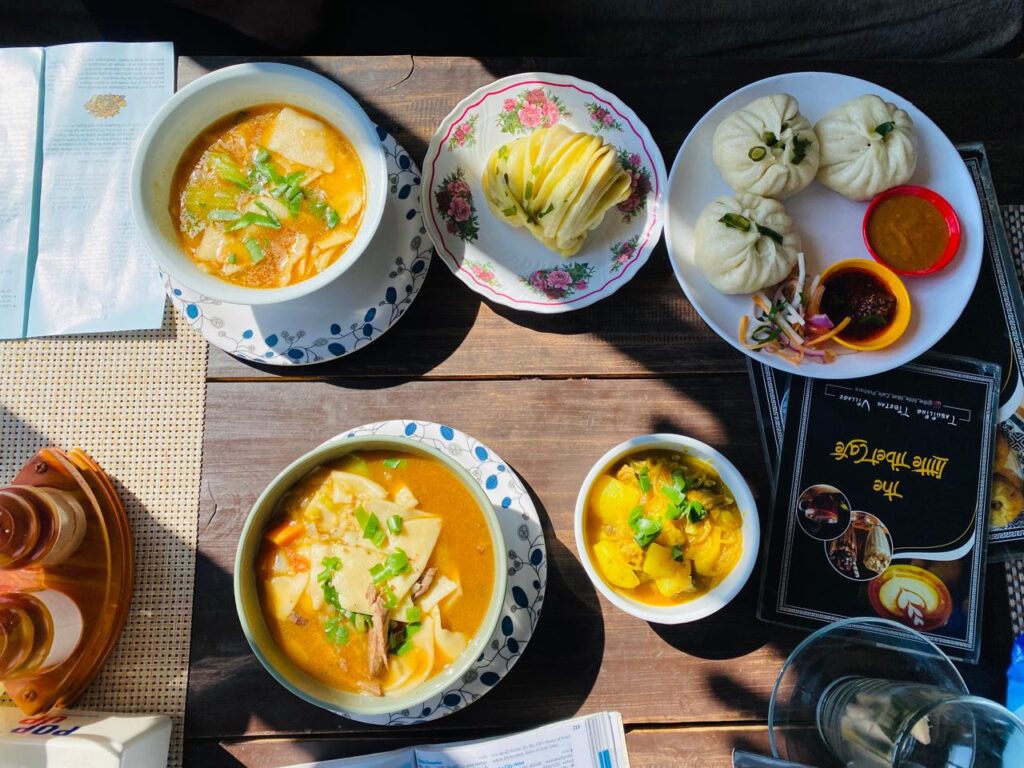 Authentic Tibetan lunch with Momo and Thenthuk on Pokhara day tour