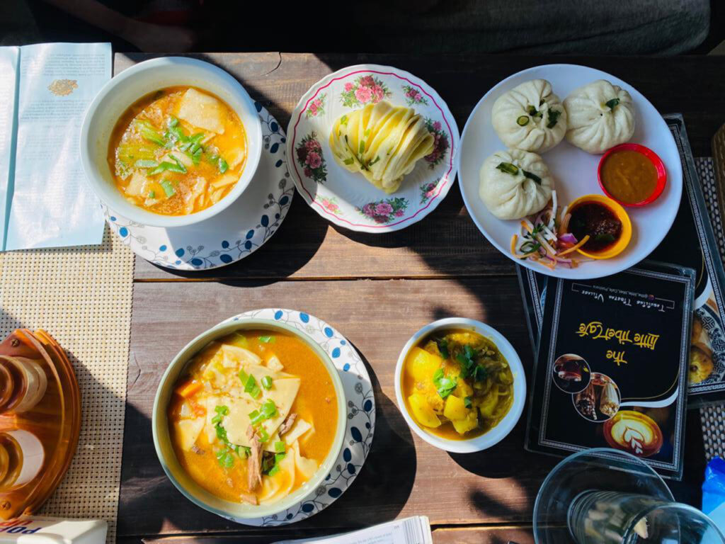 Authentic Tibetan momos and Nepali Dal Bhat lunch in Pokhara