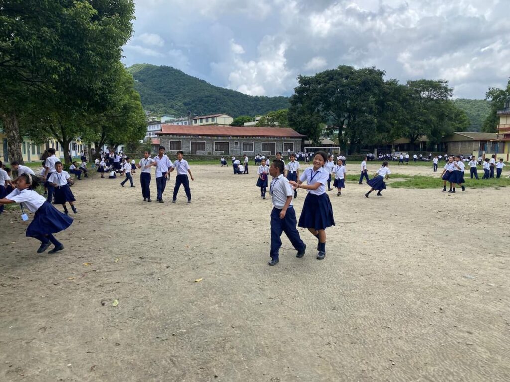 Tibetan school children visited on a local tour in Pokhara refugee settlement