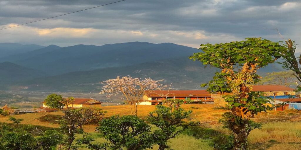 Astam Village hilltop settlement and valley view on Pokhara short treks
