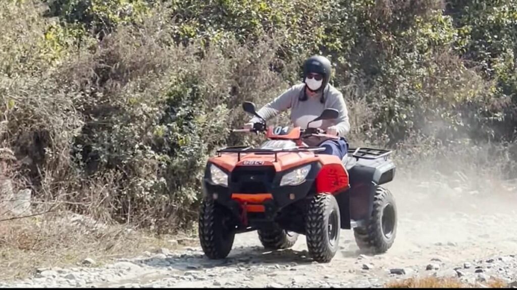ATV Ride in Pokhara: rider on forest trail