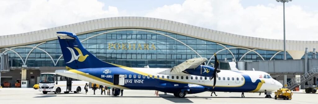 Buddha Air aircraft for flight ticket booking Pokhara