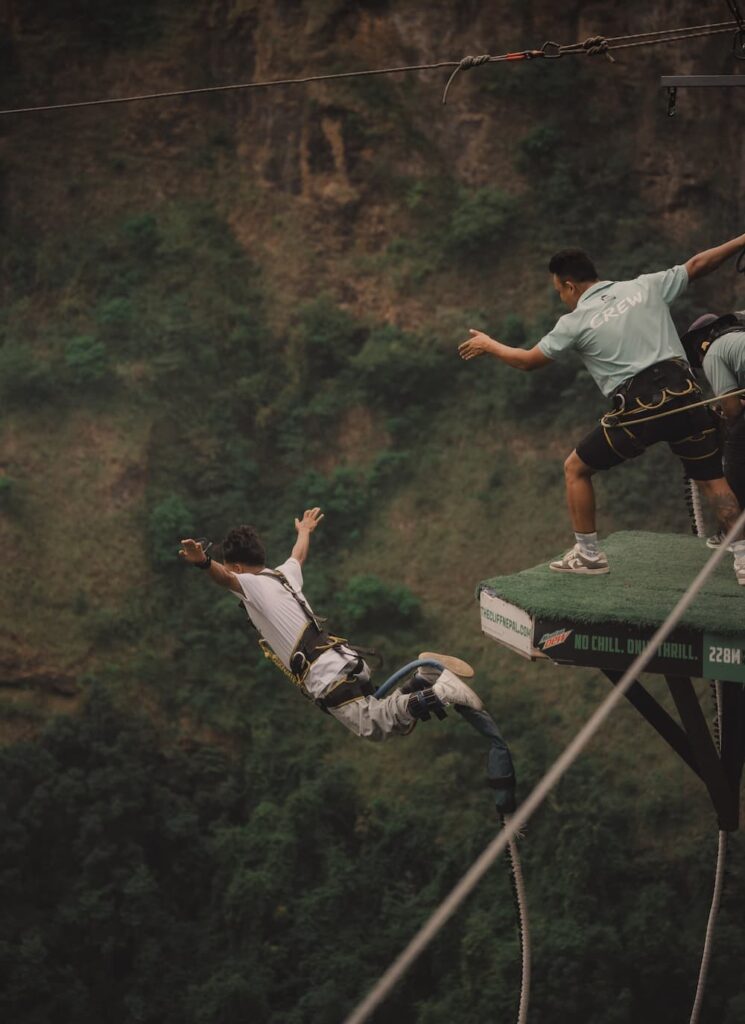 Guest jumping off the platform at Kali Gandaki Bungee Jump