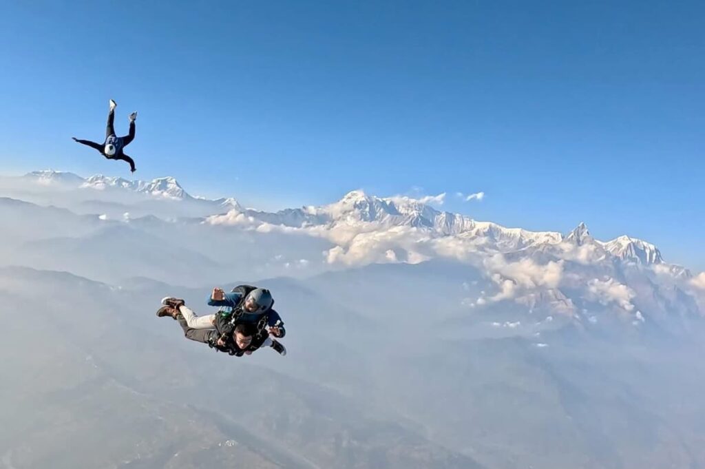 Skydiving over Annapurna range near Pokhara