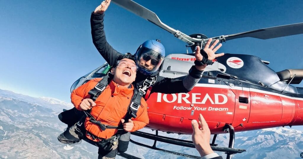 Tandem Skydiving Pokhara jump with helicopter over Annapurna